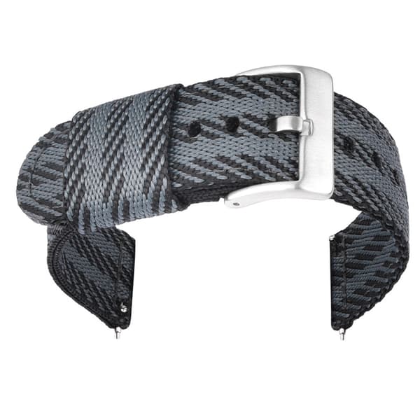 INF Stilfuld 24/22/20/18mm nylon urrem med sort spænde Sølv 24 mm