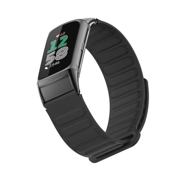 INF Magneettinen silikoniranneke Fitbit Charge 5:lle metallipäällä Musta