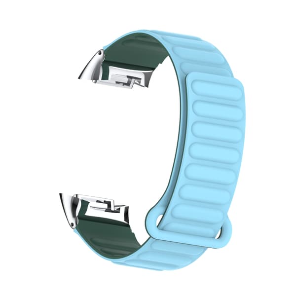 INF Magnetisk silikonrem for Fitbit Charge 5 med metallhode Blå