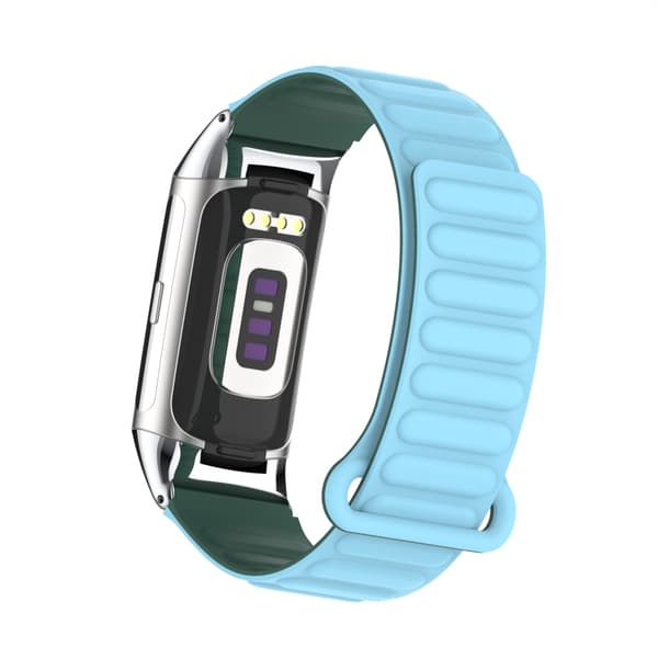 INF Magnetisk silikonrem for Fitbit Charge 5 med metallhode Blå