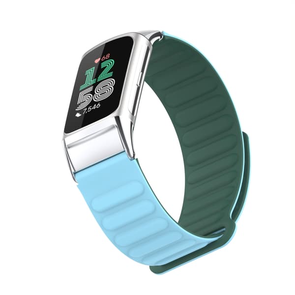 INF Magnetisk silikonrem for Fitbit Charge 5 med metallhode Blå