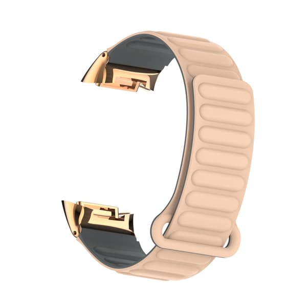 INF Magnetiskt silikonarmband för Fitbit Charge 5 med metallhuvud Aprikos