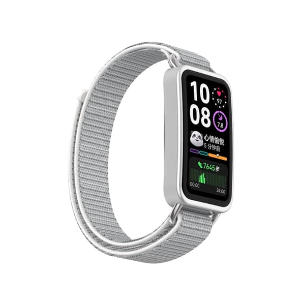 INF Tyylikäs nailonnauha Huawei Band 10/9/8 -laitteelle metallisovittimilla Harmaa