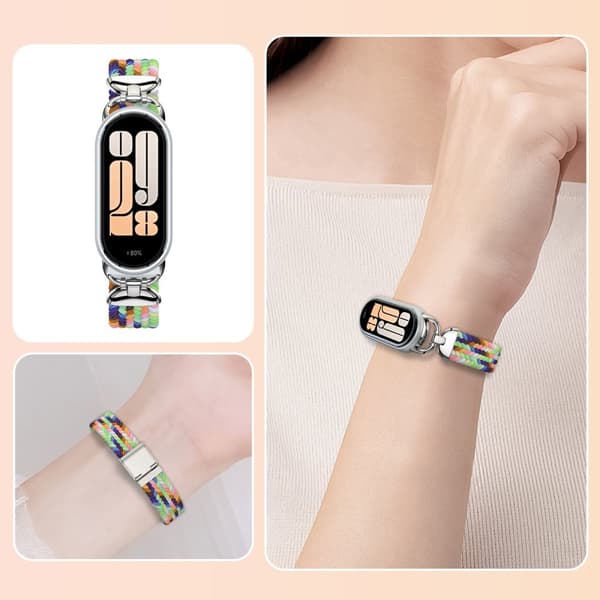INF Stilig flettet spennrem for Xiaomi Mi Band 9/10 Flerfarget
