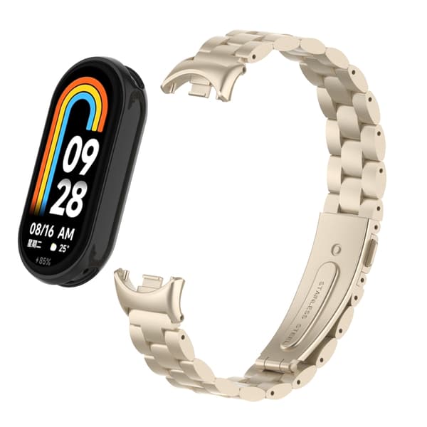INF Stilfullt armband i rostfritt stål för Xiaomi Mi Band 9 Guld