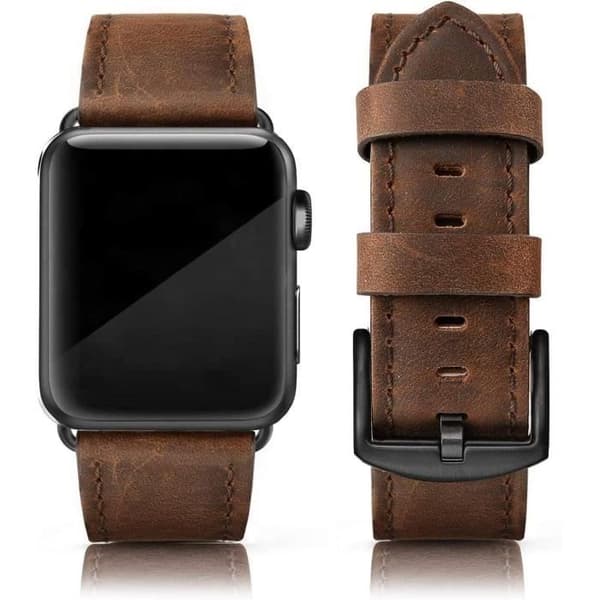 PARMPH läderarmband kompatibelt med Apple Watch 42 mm, 44 mm, 45 mm, retro vintage armband kompatibelt med iWatch Series 6 5 4