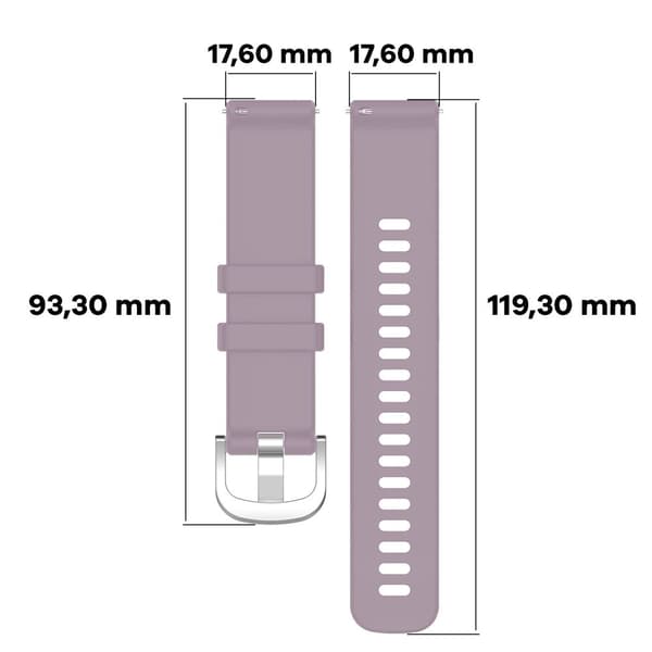 Silikonarmband för smartklocka, Bizon Strap Watch Silicone Pro T, QuickRelease 18 mm, ljuslila