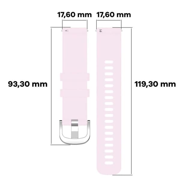 Silikonarmband för smartklocka, Bizon Strap Watch Silicone Pro T, QuickRelease 18 mm, puderrosa