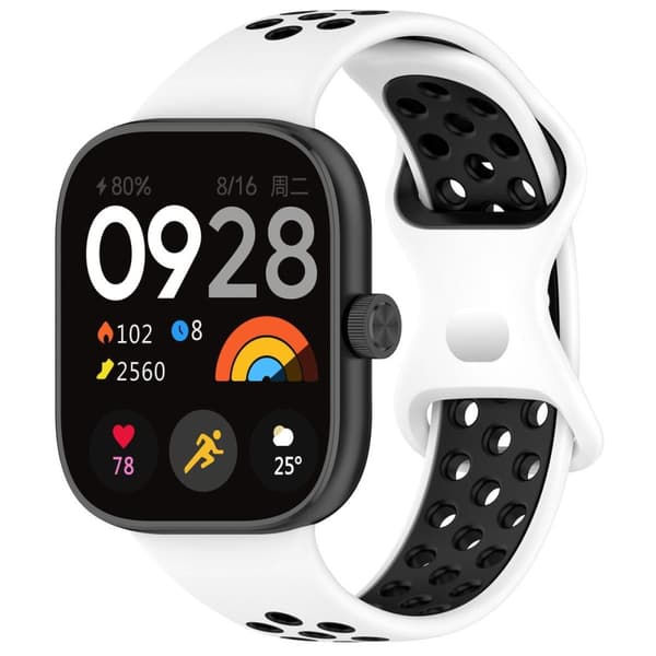 Bizon Strap Watch Octo Xiaomi Smart Band 9 Pro/8 Pro / Redmi Watch 5/4 -rannekkeelle, valkoinen-musta