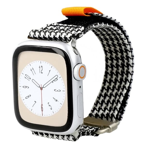 Bizon Strap Watch Urban för Apple Watch 38/40/41/42 mm, svart och vit hundtandsmönster