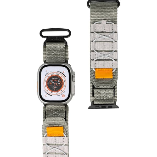 Bizon Strap Watch Adventure Sports Urrem til Apple Watch 44/45/46/49mm, Grå