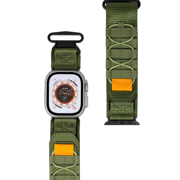 Bizon Strap Watch Äventyrssports klockarmband för Apple Watch 44/45/46/49 mm, khaki