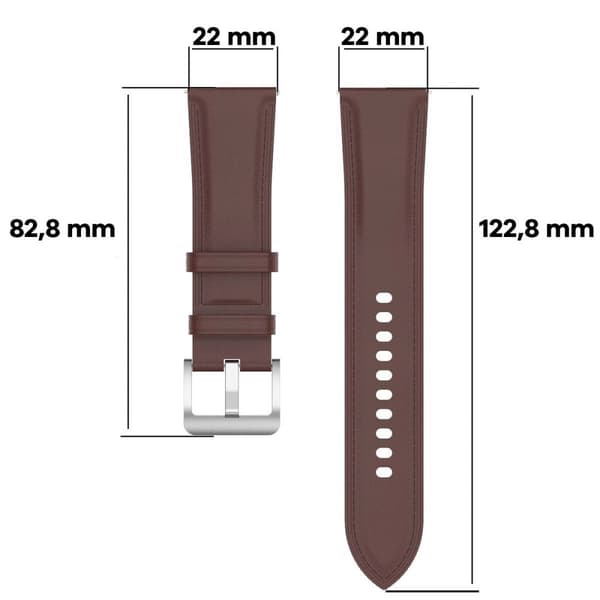 Bizon Strap -kello, rento pikalukitus, 22 mm:n nahkainen älykellon ranneke, tummanruskea