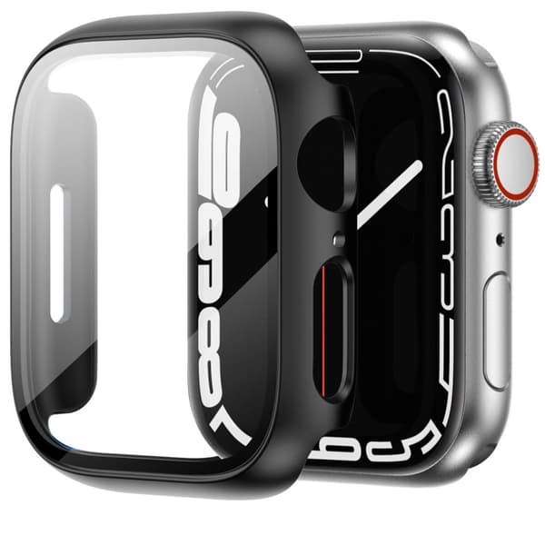 Bizon-fodral, fodral + glasset till Apple Watch 45 mm, svart