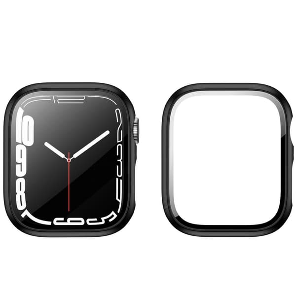 Bizon-fodral, fodral + glasset till Apple Watch 45 mm, svart