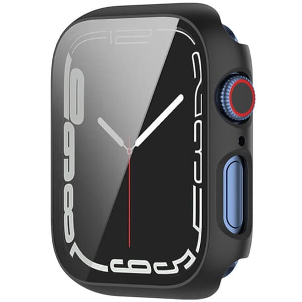 Bizon-fodral, fodral + glasset till Apple Watch 45 mm, svart