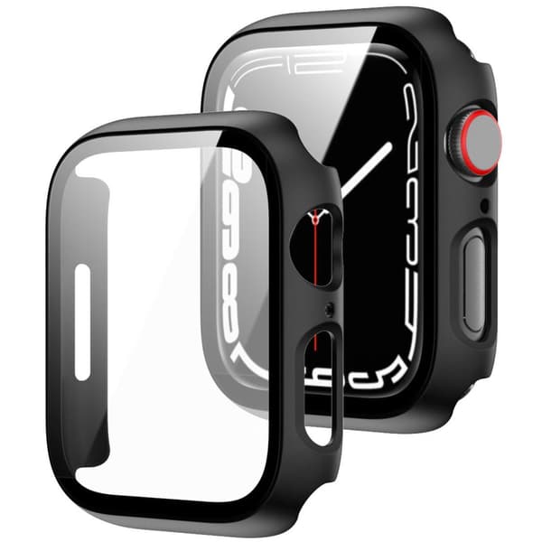 Bizon-fodral, fodral + glasset till Apple Watch 45 mm, svart