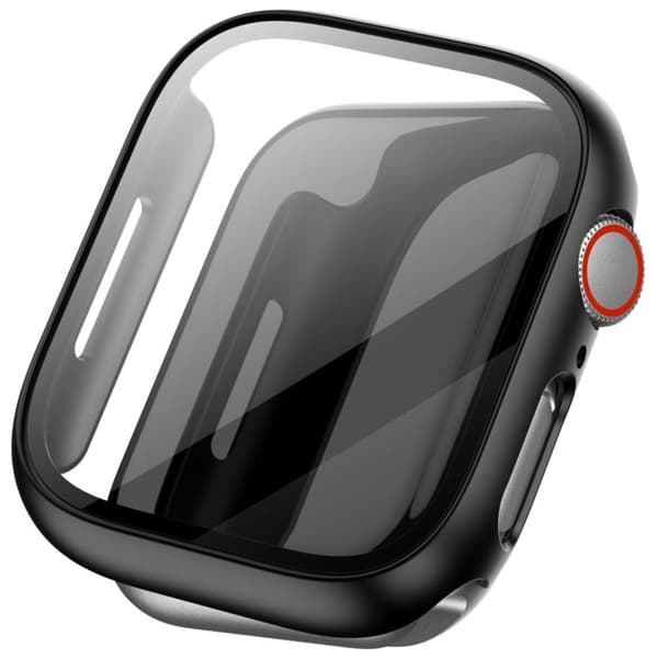 Bizon-fodral, fodral + glasset till Apple Watch 45 mm, svart