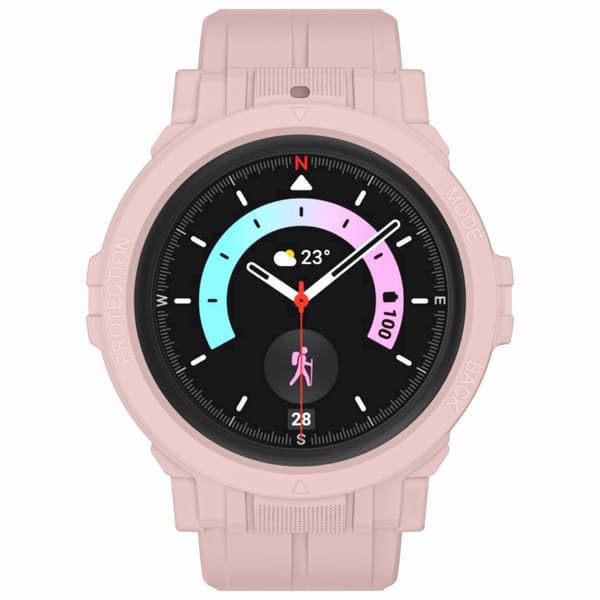 Bizon-rem + urkasse Watch Action Pro til Galaxy Watch 5 Pro 45 mm, lyserød