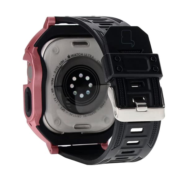 Bizon-armband + fodral Watch Armor för Apple Watch Ultra 2/1 49 mm, ljusrosa