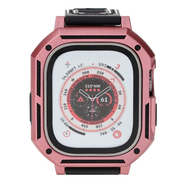 Bizon-armband + fodral Watch Armor för Apple Watch Ultra 2/1 49 mm, ljusrosa