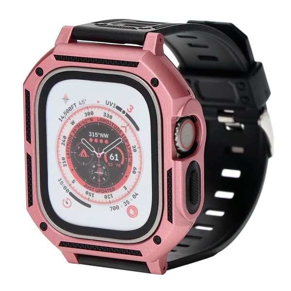 Bizon-armband + fodral Watch Armor för Apple Watch Ultra 2/1 49 mm, ljusrosa