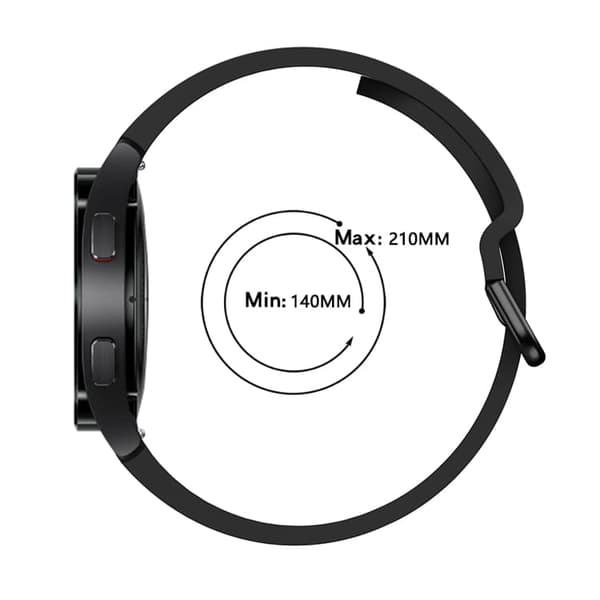 Bizon-ranneke, silikonikello Galaxy Watch 20 mm:lle, musta