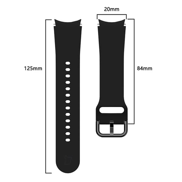 Bizon klockarmband i silikon för Galaxy Watch 20mm, svart