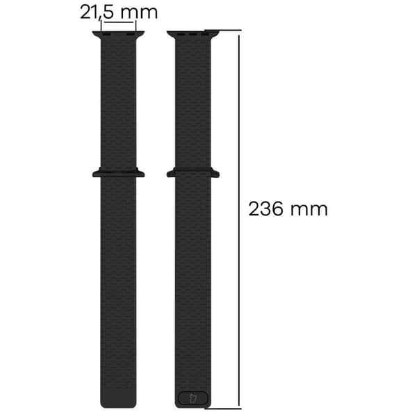 Bizon Strap Titanium -ranneke Apple Watchille 44/45/46/49 mm, musta