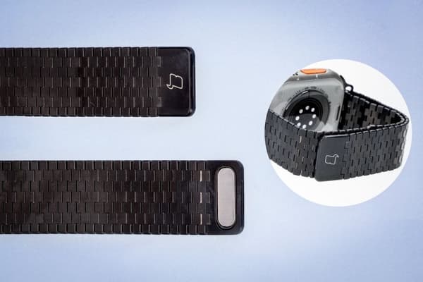 Bizon Strap Titanium -ranneke Apple Watchille 44/45/46/49 mm, musta