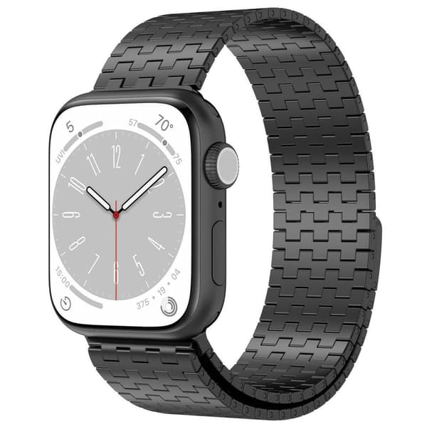 Bizon Strap Titanium -ranneke Apple Watchille 44/45/46/49 mm, musta