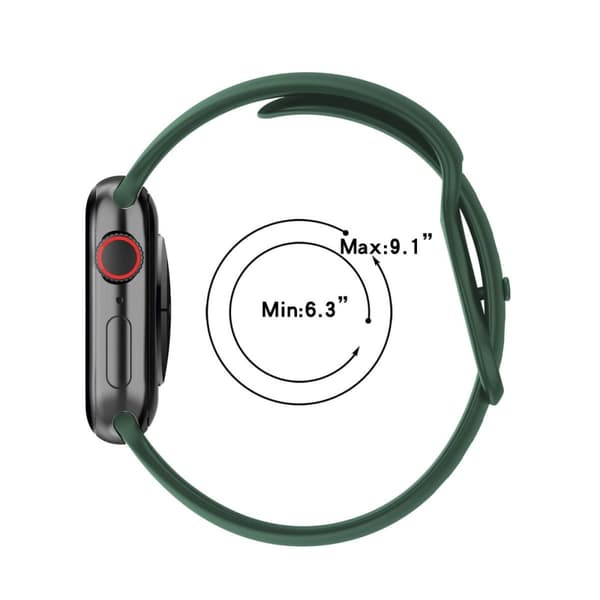 Bizon silikoniranneke Apple Watchille 44/45/46/49 mm, tummanvihreä