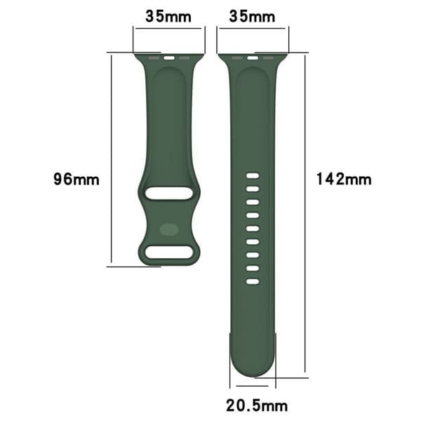Bizon silikoniranneke Apple Watchille 44/45/46/49 mm, tummanvihreä