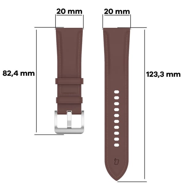 Bizon Strap Watch Casual 20 mm til Galaxy Watch FE/7/6/6 Classic/5/5Pro/4/4 Classic, mørkebrun