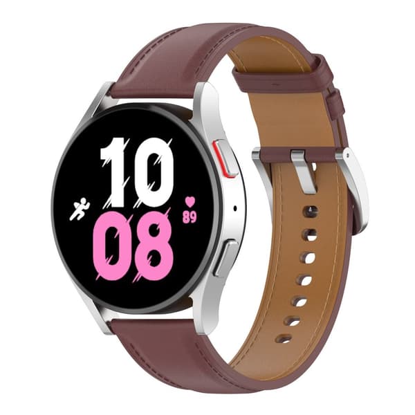 Bizon Strap Watch Casual 20 mm til Galaxy Watch FE/7/6/6 Classic/5/5Pro/4/4 Classic, mørkebrun