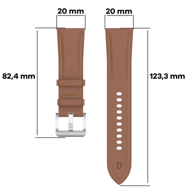 Bizon Strap Watch Casual 20 mm Galaxy Watch FE/7/6/6 Classic/5/5Pro/4/4 Classic -ranneke, vaaleanruskea