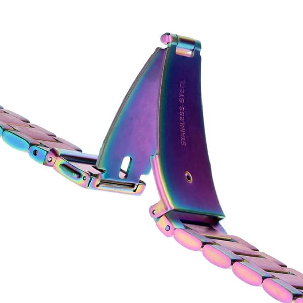 Bizon Strap Watch Aura Rustfri Stålrem til Galaxy Watch FE/7/6/6 Classic/5/5 Pro/4/4 Classic, Regnbue