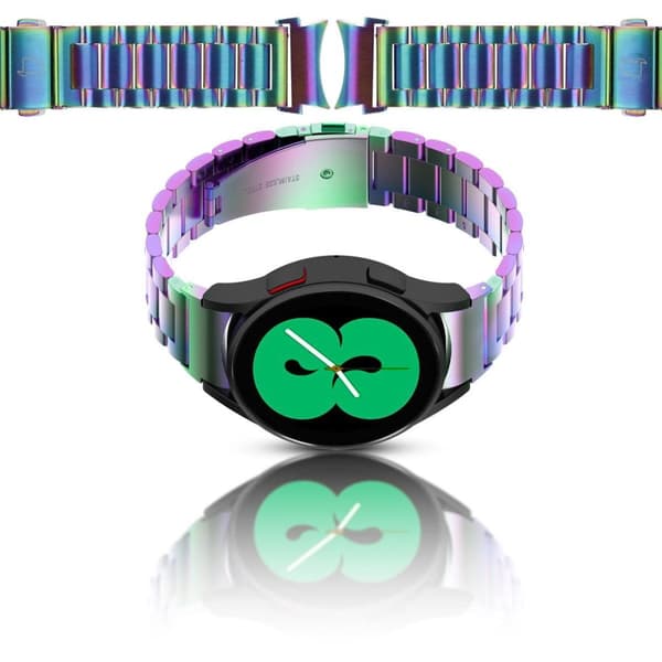 Bizon Strap Watch Aura Rustfri Stålrem til Galaxy Watch FE/7/6/6 Classic/5/5 Pro/4/4 Classic, Regnbue