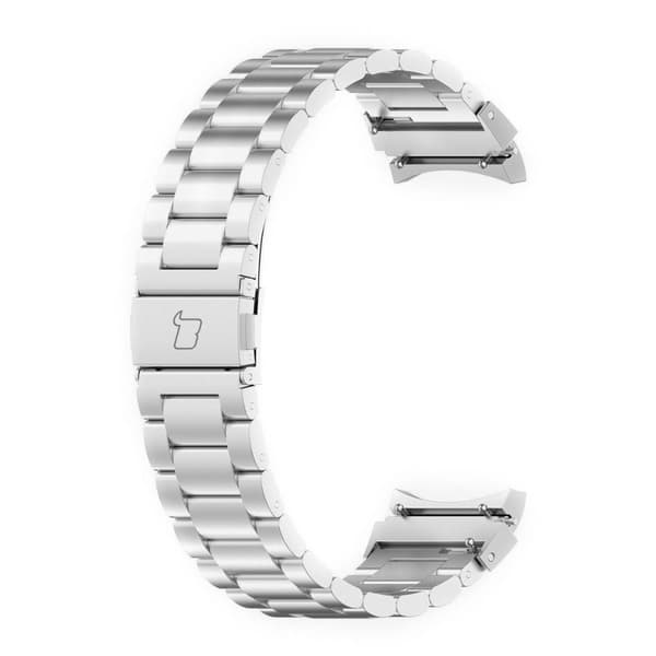 Bizon Strap Watch Aura ruostumattomasta teräksestä valmistettu ranneke Galaxy Watch FE/7/6/6 Classic/5/5 Pro/4/4 Classic -kellolle, hopea