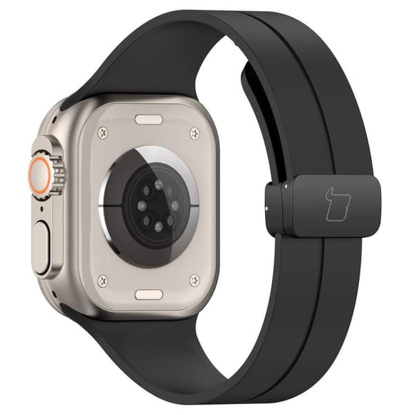 Bizon Urrem Silikone L til Apple Watch 44/45/46/49mm, Sort