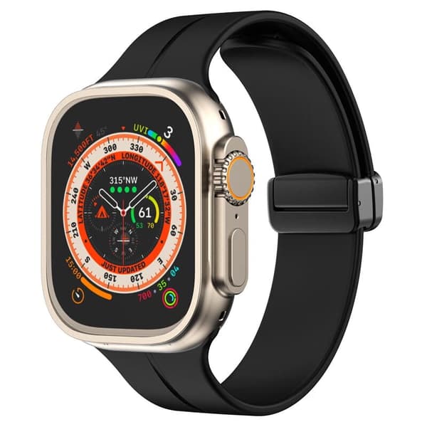Bizon Urrem Silikone L til Apple Watch 44/45/46/49mm, Sort