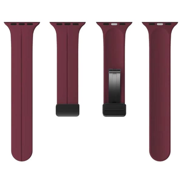 Bizon klockarmband silikon L för Apple Watch 44/45/46/49mm, vinröd