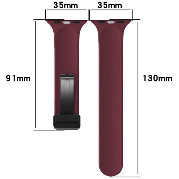 Bizon klockarmband silikon L för Apple Watch 44/45/46/49mm, vinröd
