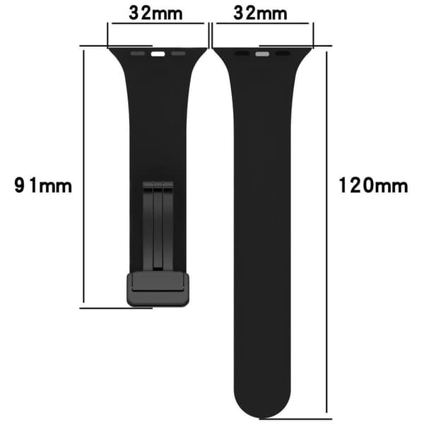 Bizon klockarmband silikon L för Apple Watch 38/40/41/42mm, svart
