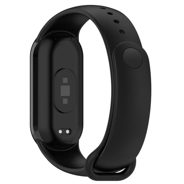 Bizon Strap Watch Dots Silikoniranneke Xiaomi Smart Band 9/9 NFC/8:lle, Musta