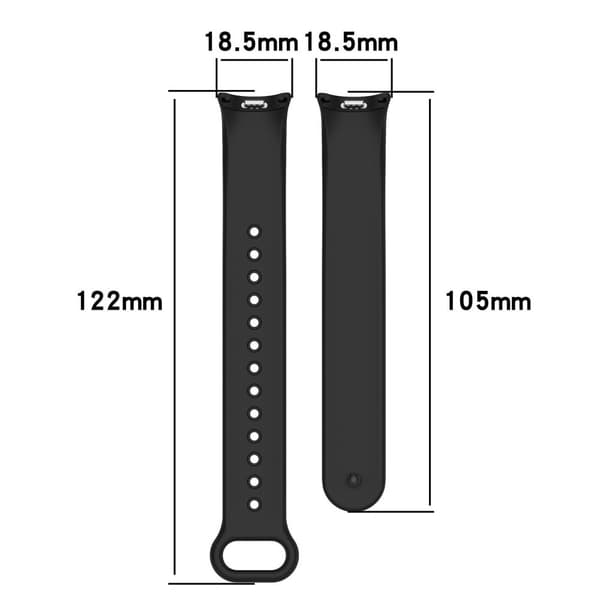 Bizon Strap Watch Dots Silikoniranneke Xiaomi Smart Band 9/9 NFC/8:lle, Musta