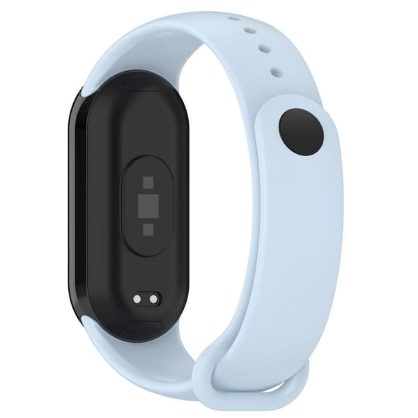 Bizon Strap Watch Dots Silikonarmband för Xiaomi Smart Band 9 / 9 NFC / 8, Ljusblå