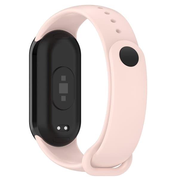 Bizon Strap Watch Dots silikoniranneke Xiaomi Smart Band 9/9 NFC/8:lle, vaaleanpunainen