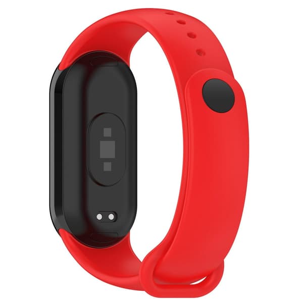 Bizon Strap Watch Dots silikoniranneke Xiaomi Smart Band 9/9 NFC/8:lle, punainen