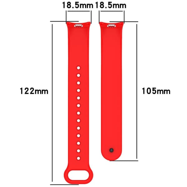 Bizon Strap Watch Dots silikoniranneke Xiaomi Smart Band 9/9 NFC/8:lle, punainen